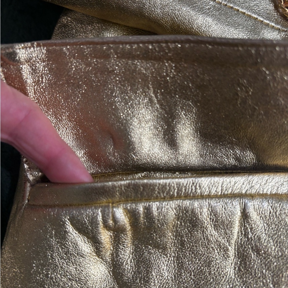 Vintage Lillie Rubin Suit Jacket & Skirt Set in Gold metallic leather 80 90s L - Picture 12 of 13